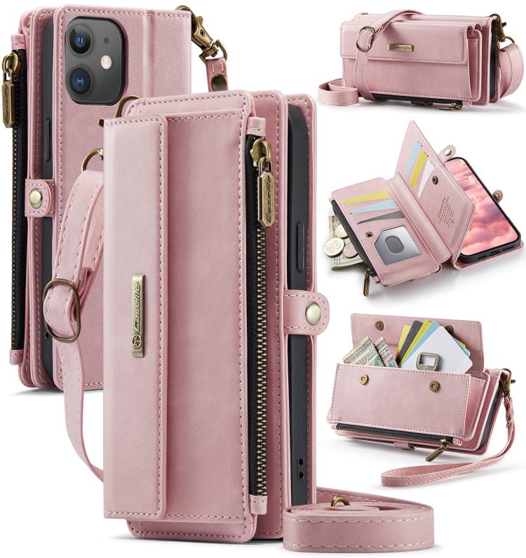 For iPhone 12 mini CaseMe C39 RFID Blocking Zipper Wallet Leather Phone Case with Crossbody Strap(Pink)
For iPhone 12 mini CaseMe C39 RFID Blocking Zipper Wallet Leather Phone Case with Crossbody Strap(Pink)