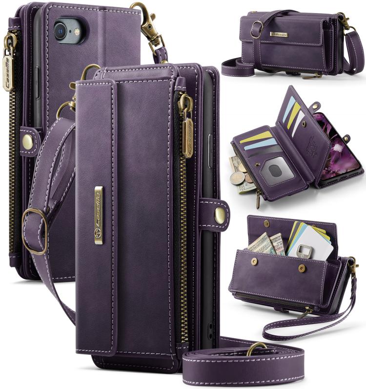 For iPhone 7 / 8 / SE 2022 CaseMe C39 RFID Blocking Zipper Wallet Leather Phone Case with Crossbody Strap(Purple)
For iPhone 7 / 8 / SE 2022 CaseMe C39 RFID Blocking Zipper Wallet Leather Phone Case with Crossbody Strap(Purple)