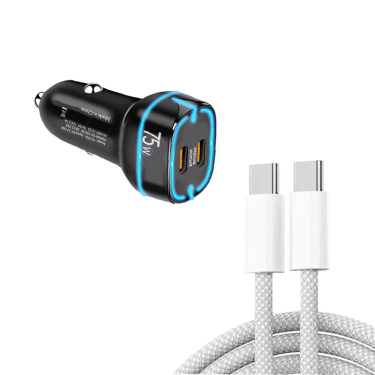 PD45W + PD30W Dual Port Type-C Car Charger with USB-C to USB-C Data Cable(Black)
PD45W + PD30W Dual Port Type-C Car Charger with USB-C to USB-C Data Cable(Black)