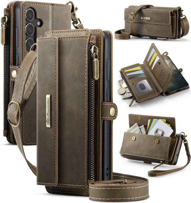 For Samsung Galaxy S25 / S24 5G CaseMe C39 RFID Blocking Zipper Wallet Leather Phone Case with Crossbody Strap(Coffee)
For Samsung Galaxy S25 / S24 5G CaseMe C39 RFID Blocking Zipper Wallet Leather Phone Case with Crossbody Strap(Coffee)