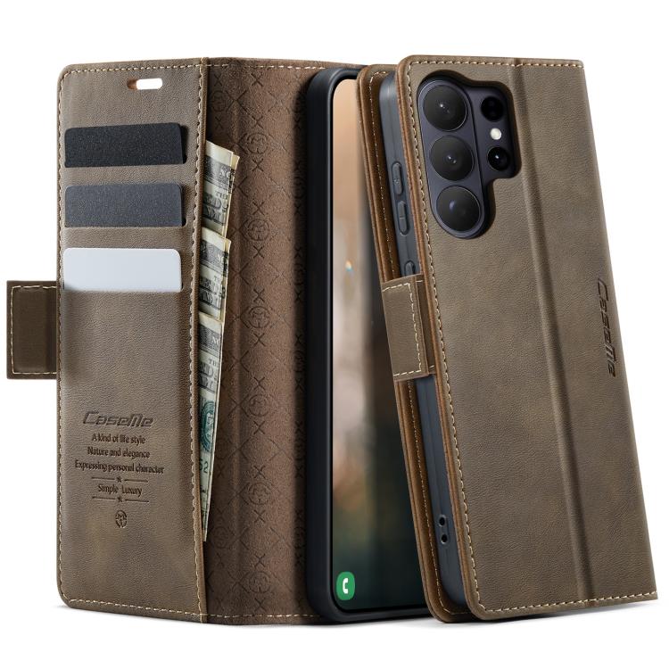 For Samsung Galaxy S26 Ultra 5G CaseMe 033 Calf Leather Lining Microfibre RFID Blocking Phone Case(Coffee)
For Samsung Galaxy S26 Ultra 5G CaseMe 033 Calf Leather Lining Microfibre RFID Blocking Phone Case(Coffee)