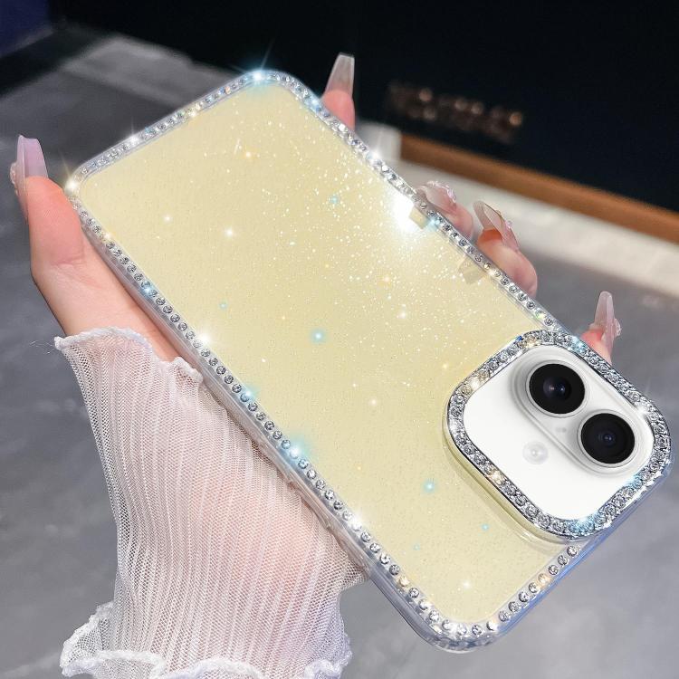 For iPhone 16 Rhinestone Glitter TPU 4-corners Anti-fall Phone Case(Light Yellow)
For iPhone 16 Rhinestone Glitter TPU 4-corners Anti-fall Phone Case(Light Yellow)