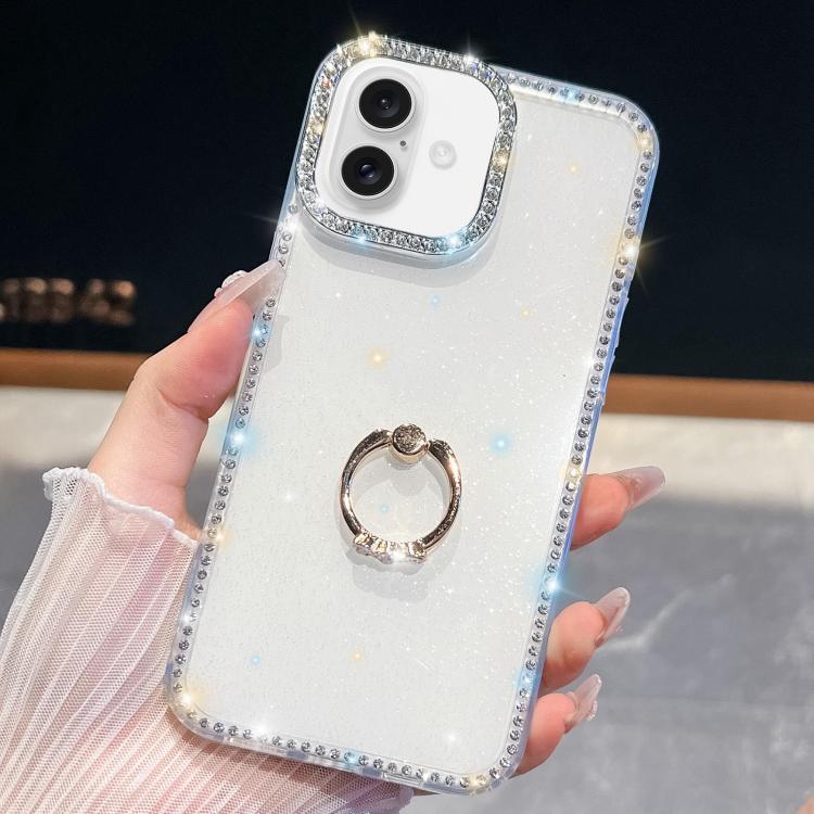 For iPhone 16 Plus Rhinestone Glitter TPU Ring Holder Anti-fall Phone Case(White)
For iPhone 16 Plus Rhinestone Glitter TPU Ring Holder Anti-fall Phone Case(White)