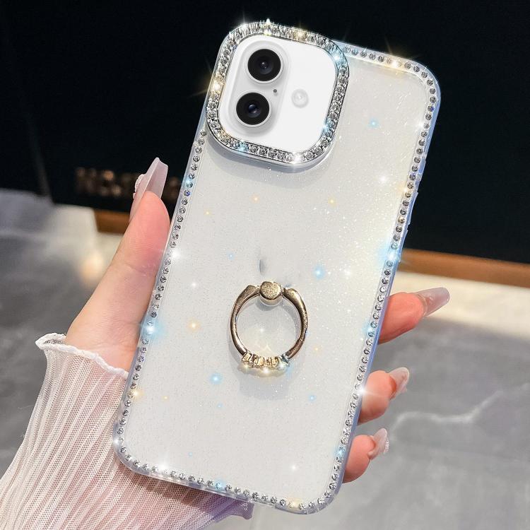For iPhone 16 Plus Rhinestone Glitter TPU Ring Holder Anti-fall Phone Case(Transparent)
For iPhone 16 Plus Rhinestone Glitter TPU Ring Holder Anti-fall Phone Case(Transparent)