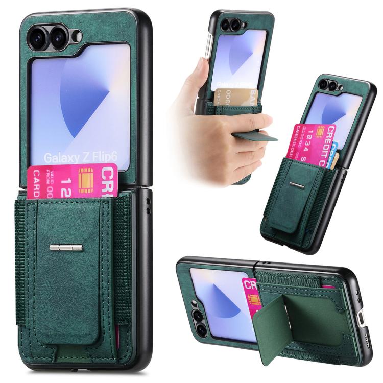 For Samsung Galaxy Z Flip6 5G Retro Leather Fold Stand Elastic Card Bag Phone Case(Green)
For Samsung Galaxy Z Flip6 5G Retro Leather Fold Stand Elastic Card Bag Phone Case(Green)