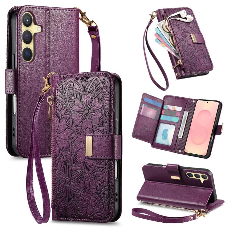 For Samsung Galaxy S25+ 5G Flowers Leaves Zipper Wallet Leather Phone Case with Strap(Purple)
For Samsung Galaxy S25+ 5G Flowers Leaves Zipper Wallet Leather Phone Case with Strap(Purple)