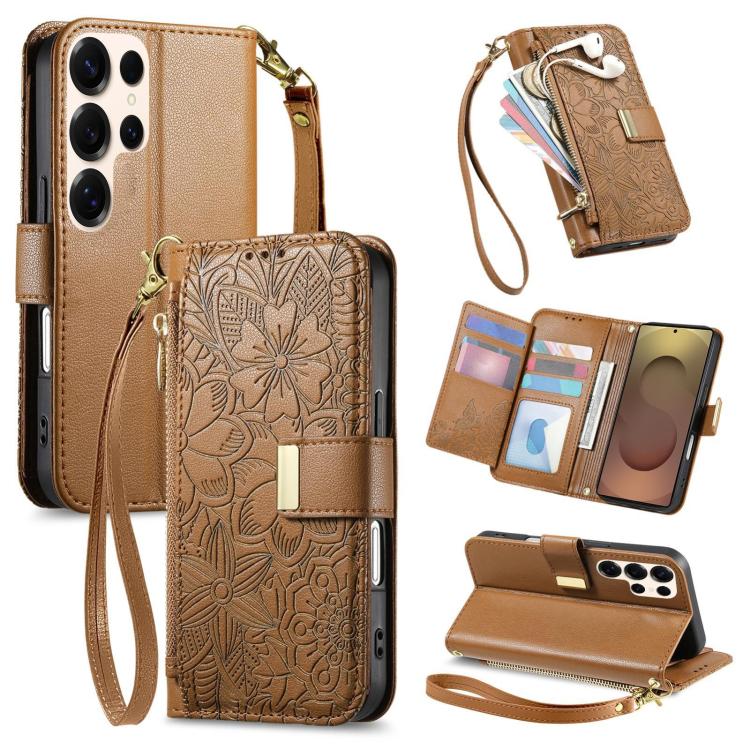For Samsung Galaxy S25 Ultra 5G Flowers Leaves Zipper Wallet Leather Phone Case with Strap(Brown)
For Samsung Galaxy S25 Ultra 5G Flowers Leaves Zipper Wallet Leather Phone Case with Strap(Brown)