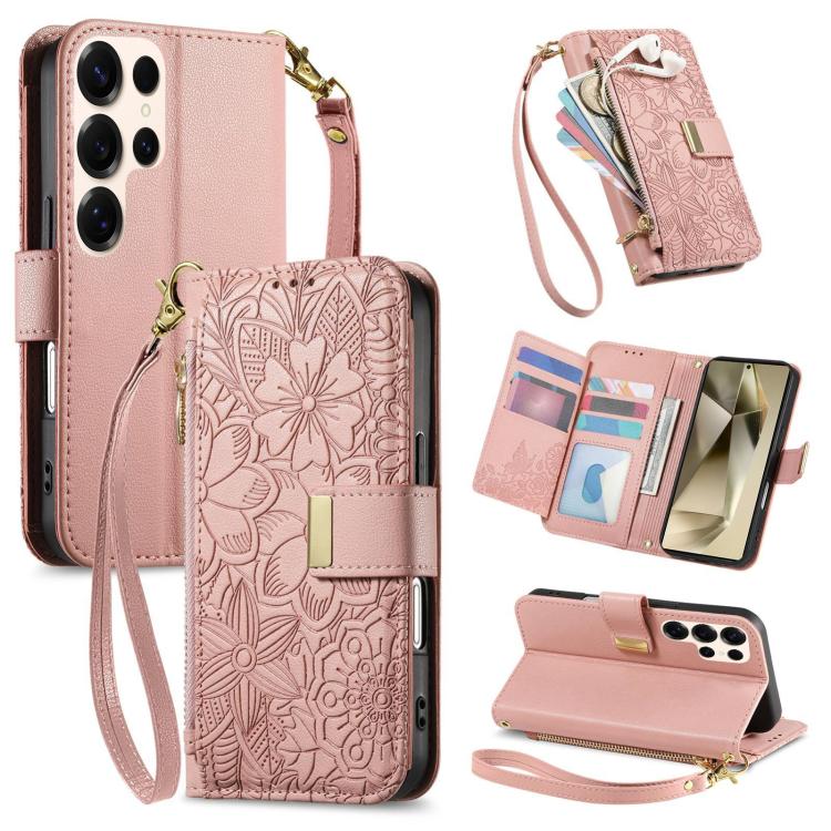 For Samsung Galaxy S24 Ultra 5G Flowers Leaves Zipper Wallet Leather Phone Case with Strap(Pink)
For Samsung Galaxy S24 Ultra 5G Flowers Leaves Zipper Wallet Leather Phone Case with Strap(Pink)