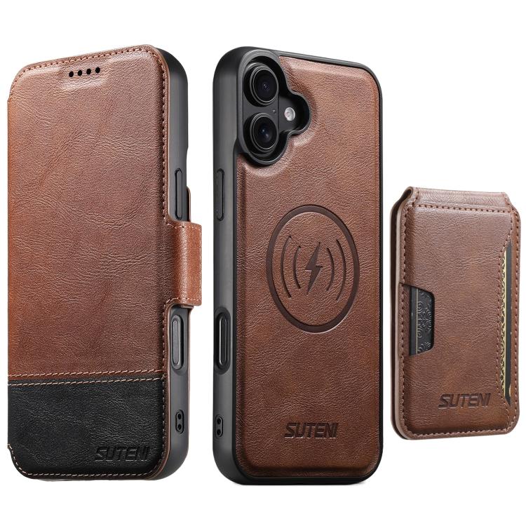 For iPhone 16 Suteni Q06S3 3-in-1 Splicing Detachable Vertical Flip Wallet MagSafe Leather Phone Case(Brown)
For iPhone 16 Suteni Q06S3 3-in-1 Splicing Detachable Vertical Flip Wallet MagSafe Leather Phone Case(Brown)