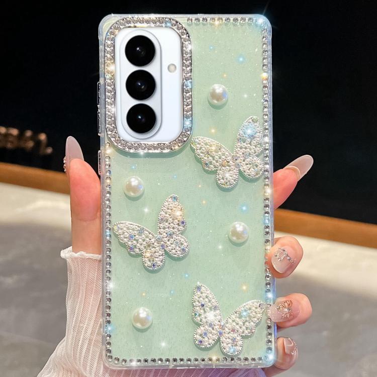 For Samsung Galaxy S26 5G Diamond Glitter Pearl Butterfly Four-Corner Shockproof Phone Case(Light Green)
For Samsung Galaxy S26 5G Diamond Glitter Pearl Butterfly Four-Corner Shockproof Phone Case(Light Green)