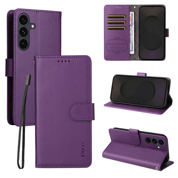 For Samsung Galaxy S25+ / S24+ 5G ENKAY RFID Blocking Wallet Kickstand Litchi Texture Leather Phone Case(Purple)
For Samsung Galaxy S25+ / S24+ 5G ENKAY RFID Blocking Wallet Kickstand Litchi Texture Leather Phone Case(Purple)