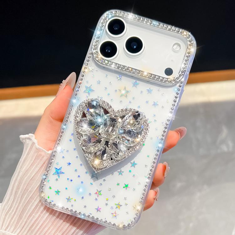 For iPhone 17 Pro Diamond Glitter Gemstone Heart Holder Phone Case(Transparent Stars)
For iPhone 17 Pro Diamond Glitter Gemstone Heart Holder Phone Case(Transparent Stars)