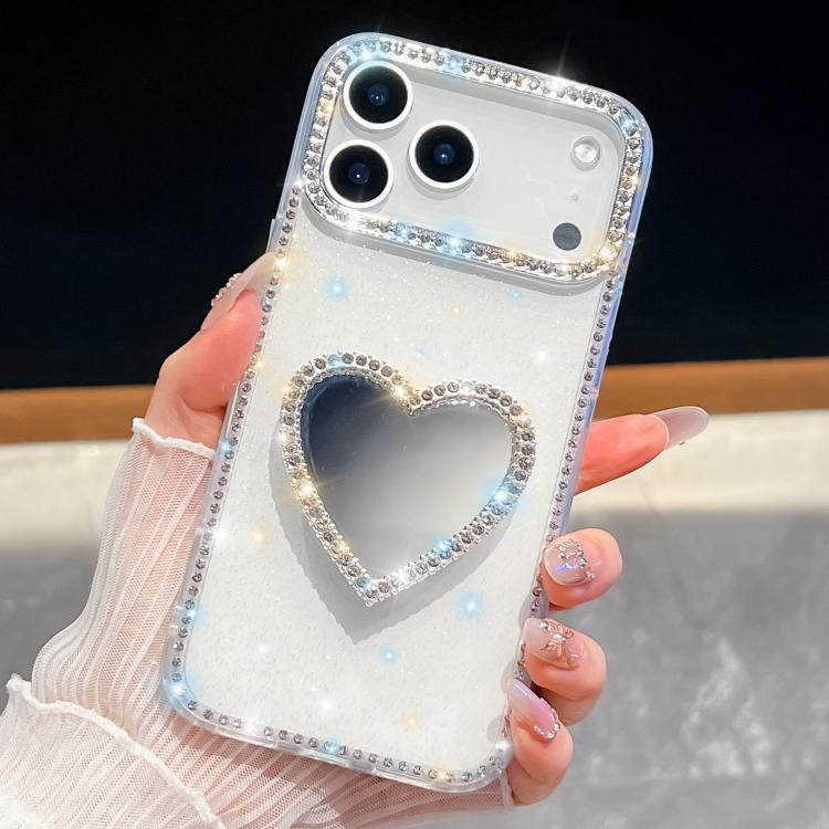 For iPhone 17 Pro Diamond Glitter Mirror Heart Holder Phone Case(White)
For iPhone 17 Pro Diamond Glitter Mirror Heart Holder Phone Case(White)