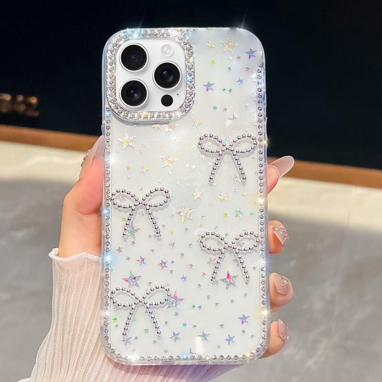 For iPhone 16 Pro Diamond Glitter Bow-knot Four-Corner Shockproof Phone Case(Transparent Stars)
For iPhone 16 Pro Diamond Glitter Bow-knot Four-Corner Shockproof Phone Case(Transparent Stars)
