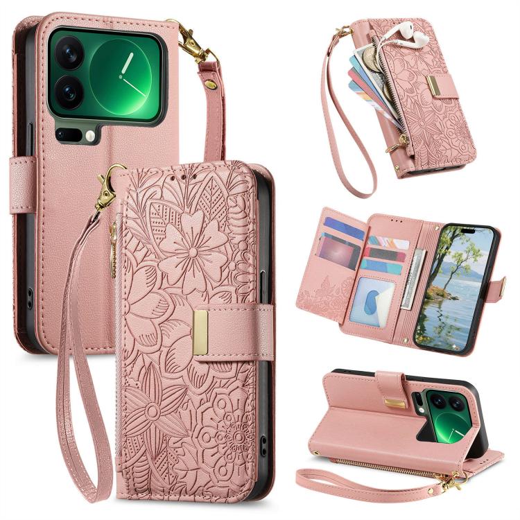For Xiaomi 17 Pro Flowers Leaves Zipper Wallet Leather Phone Case with Strap(Pink)
For Xiaomi 17 Pro Flowers Leaves Zipper Wallet Leather Phone Case with Strap(Pink)