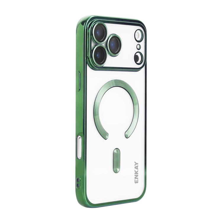 For iPhone 17 Pro ENKAY Hat-Prince Magsafe Electroplated TPU Clear Shockproof Phone Case(Green)
For iPhone 17 Pro ENKAY Hat-Prince Magsafe Electroplated TPU Clear Shockproof Phone Case(Green)