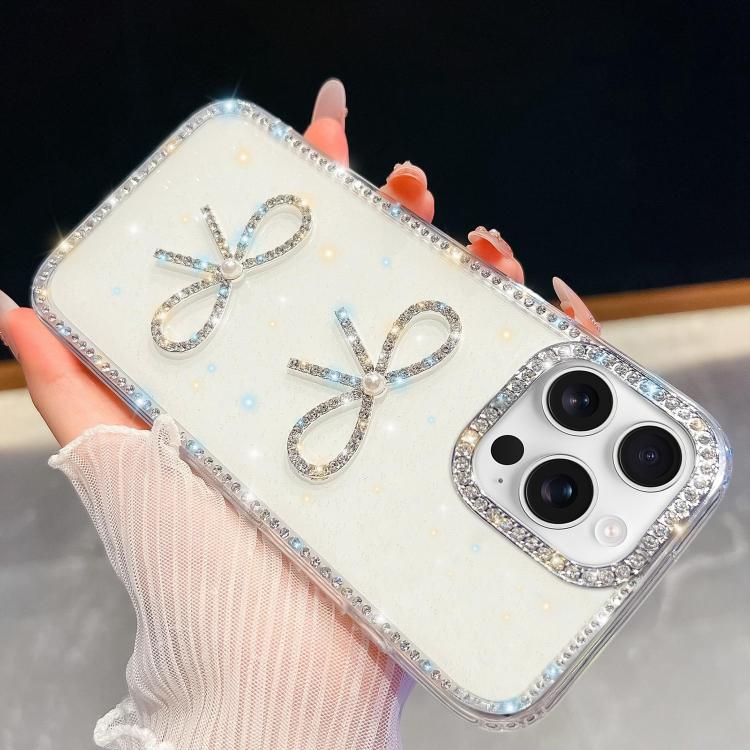 For iPhone 16 Pro Diamond Glitter Dual Bow-knot Shockproof Phone Case(White) 
For iPhone 16 Pro Diamond Glitter Dual Bow-knot Shockproof Phone Case(White)