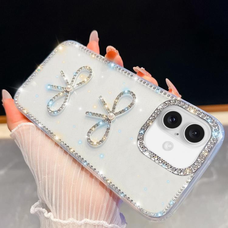 For iPhone 16 Plus Diamond Glitter Dual Bow-knot Shockproof Phone Case(Transparent)
For iPhone 16 Plus Diamond Glitter Dual Bow-knot Shockproof Phone Case(Transparent)