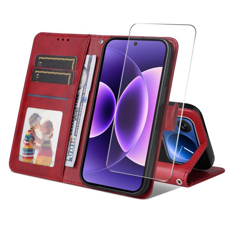 For Xiaomi 17 Pro ENKAY Card Wallet Calf Texture Leather Phone Case with 0.18mm High Aluminum-silicon Glass Film(Red)
For Xiaomi 17 Pro ENKAY Card Wallet Calf Texture Leather Phone Case with 0.18mm High Aluminum-silicon Glass Film(Red)
