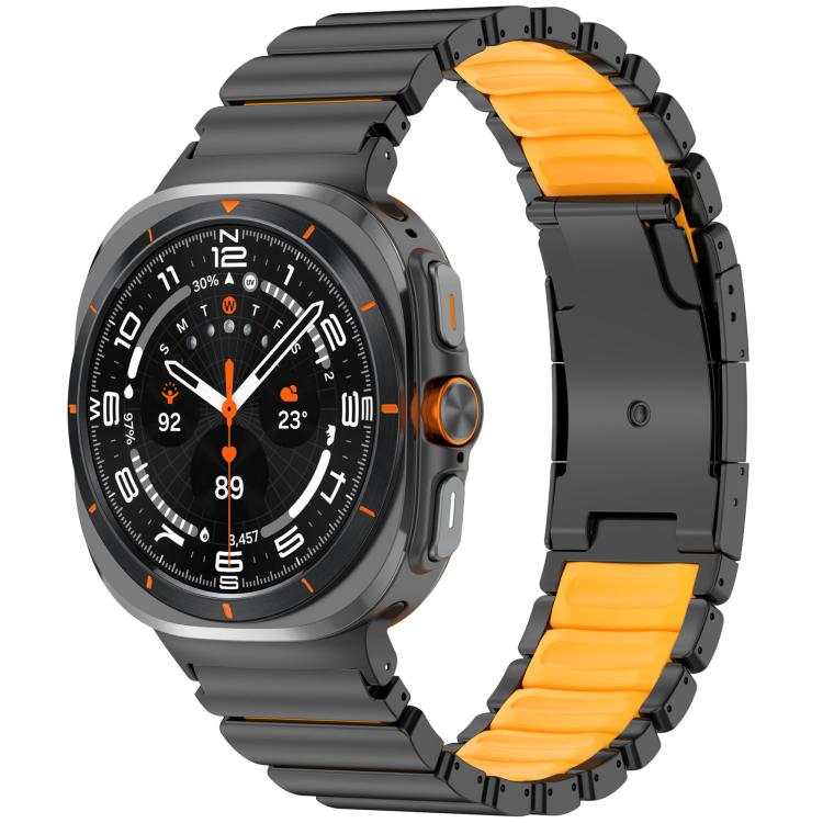 For Samsung Galaxy Watch8 / 8 Classic Turtle Buckle Dual Color Titanium Metal Silicone Watch Band(Black Orange) 
For Samsung Galaxy Watch8 / 8 Classic Turtle Buckle Dual Color Titanium Metal Silicone Watch Band(Black Orange)