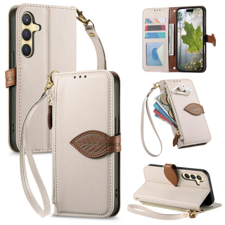 For Samsung Galaxy S23+ 5G Leaf Buckle Zipper Wallet Leather Phone Case with Strap(Beige)
For Samsung Galaxy S23+ 5G Leaf Buckle Zipper Wallet Leather Phone Case with Strap(Beige)
