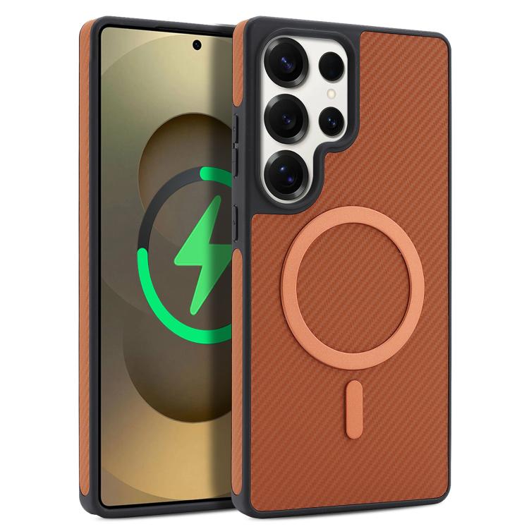 For Samsung Galaxy S25 Ultra 5G Kalebol Carbon Fiber MagSafe Phone Case(Brown)
For Samsung Galaxy S25 Ultra 5G Kalebol Carbon Fiber MagSafe Phone Case(Brown)