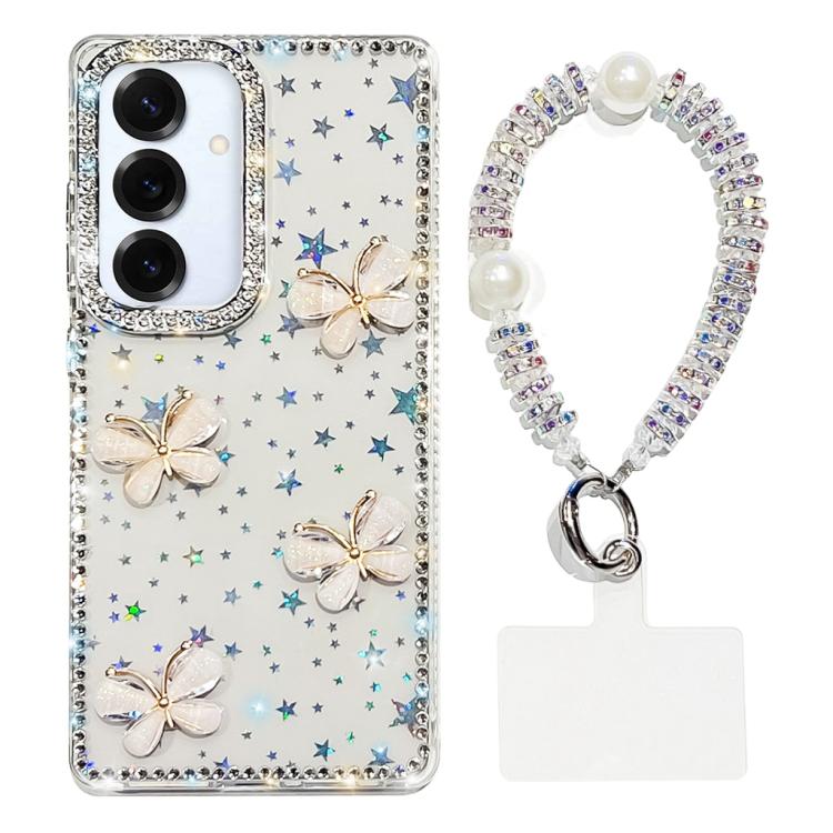 For Samsung Galaxy S25 5G Rhinestone Glitter 3D Butterfly Hand Chain Four-Corner Shockproof Phone Case(Transparent Stars)
For Samsung Galaxy S25 5G Rhinestone Glitter 3D Butterfly Hand Chain Four-Corner Shockproof Phone Case(Transparent Stars)