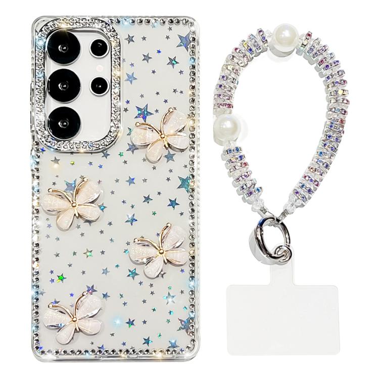 For Samsung Galaxy S25 Ultra 5G Rhinestone Glitter 3D Butterfly Hand Chain Four-Corner Shockproof Phone Case(Transparent Stars)
For Samsung Galaxy S25 Ultra 5G Rhinestone Glitter 3D Butterfly Hand Chain Four-Corner Shockproof Phone Case(Transparent Stars)