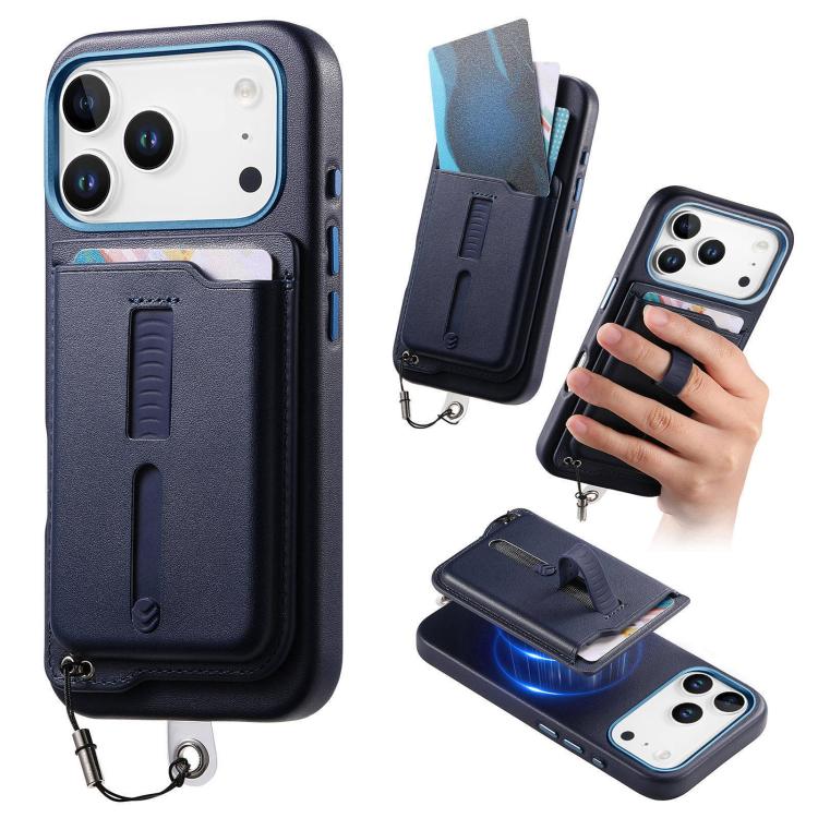 For iPhone 17 Pro Detachable Magnetic Card Bag Phone Case with Finger Ring Grip & Anti-loss Rope(Blue)
For iPhone 17 Pro Detachable Magnetic Card Bag Phone Case with Finger Ring Grip & Anti-loss Rope(Blue)