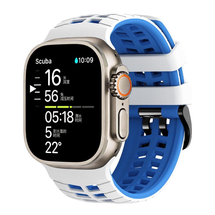 For Apple Watch 49mm / 46mm / 45mm / 44mm Double Holes Two Color Tire Texture Silicone Watch Band(White Blue)
For Apple Watch 49mm / 46mm / 45mm / 44mm Double Holes Two Color Tire Texture Silicone Watch Band(White Blue)