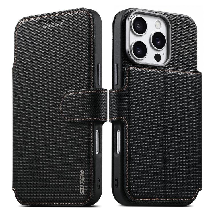 For iPhone 16 Pro Max Suteni Q09 Magnetic Detachable Wallet 2 in 1 Triangle Texture Vegan Leather Phone Case(Black)
For iPhone 16 Pro Max Suteni Q09 Magnetic Detachable Wallet 2 in 1 Triangle Texture Vegan Leather Phone Case(Black)