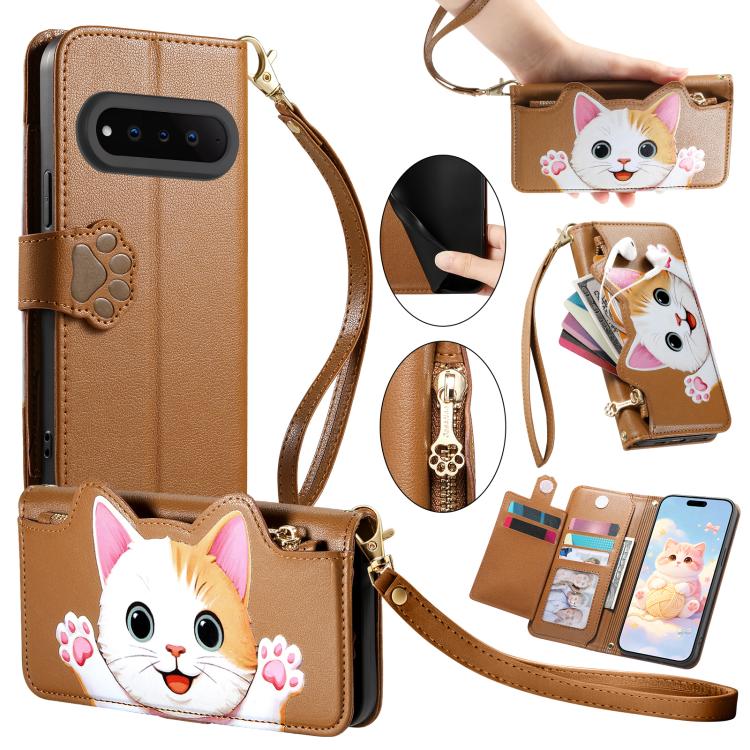 For Natural AI Phone 5G Cat-shaped Zipper Wallet Vegan Leather Phone Case with Strap(Brown)
For Natural AI Phone 5G Cat-shaped Zipper Wallet Vegan Leather Phone Case with Strap(Brown)