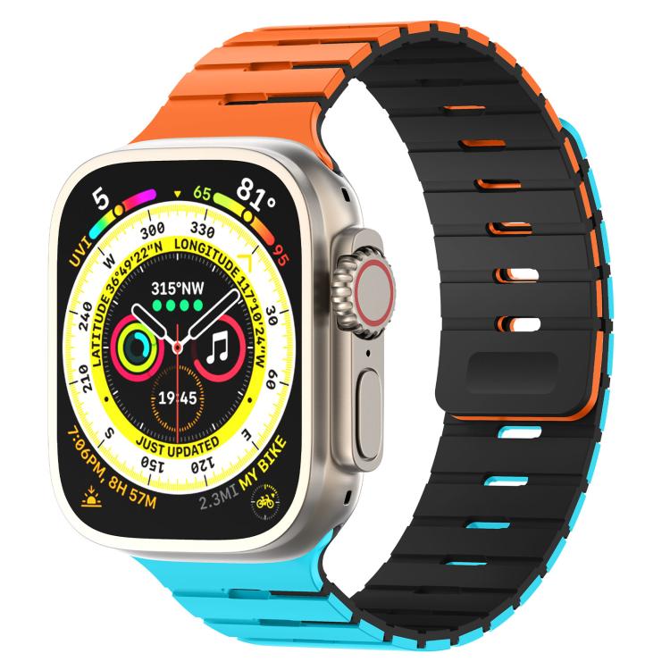 For Apple Watch 46mm / 49mm / 45mm / 44mm Piano Key Design Dual Color Magnetic Silicone Watch Band(Orange Blue Black)
For Apple Watch 46mm / 49mm / 45mm / 44mm Piano Key Design Dual Color Magnetic Silicone Watch Band(Orange Blue Black)