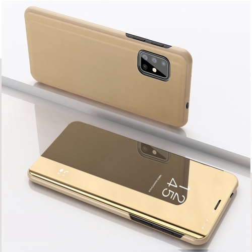 

For Galaxy A51 Plated Mirror Horizontal Flip Leather Cover with Stand Mobile Phone Holster(Gold)