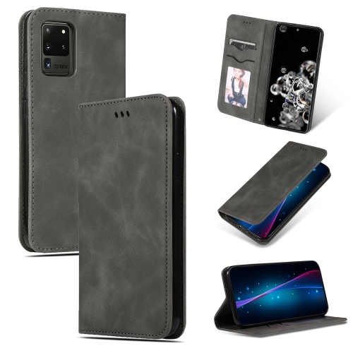 

For Galaxy S20 Ultra Retro Skin Feel Business Magnetic Horizontal Flip Leather Case(Dark Grey)