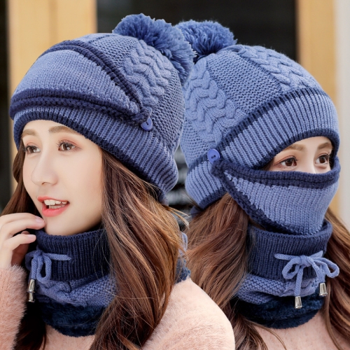 3 In 1 Female Winter Two-color Warm Woolen Cap Mask and Scarf, Size:Free Size(Navy Blue)
3 In 1 Female Winter Two-color Warm Woolen Cap Mask and Scarf, Size:Free Size(Navy Blue)