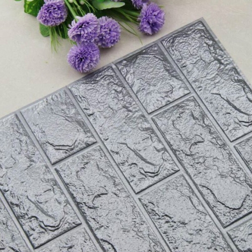 

2 PCS Self Adhesive Waterproof TV Background Brick Wallpapers 3D Wall Sticker Living Room Wallpaper Mural Bedroom Decorative Stickers, Dimensions:70cm x 77cm(Silver gray)