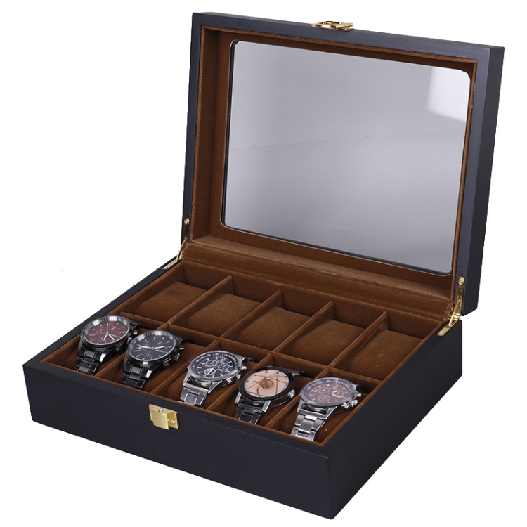 Wooden Baking Paint Watch Box Jewelry Storage Display Box(10-bit Black + Brown Matte)
Wooden Baking Paint Watch Box Jewelry Storage Display Box(10-bit Black + Brown Matte)