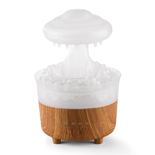 

V50 Desktop Colorful Night Light Humidifier Wood Grain Water Drop Aroma Diffuser, Spec: UK Plug(White)