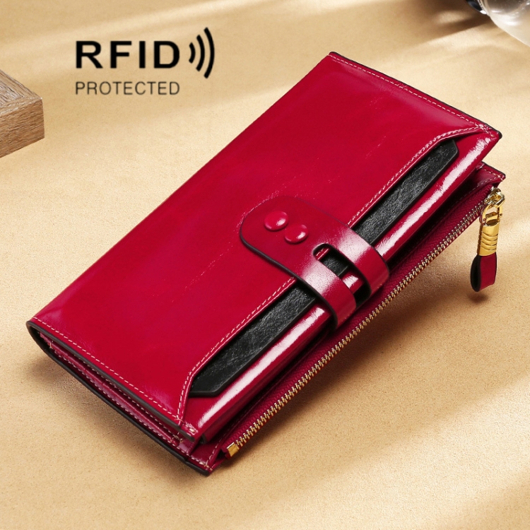 Leather Lady Wallet Multi-Card Slot Retro Oil Wax Leather Wallet Long Type RFID Anti-Theft Brush Clutch(Wine Red)
Leather Lady Wallet Multi-Card Slot Retro Oil Wax Leather Wallet Long Type RFID Anti-Theft Brush Clutch(Wine Red)