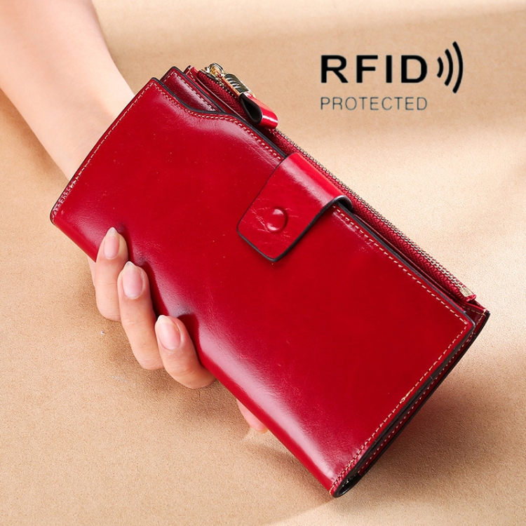 TP-192 First Layer Of Cowhide Long Type Oil Wax Leather Ladies Clutch Retro Wallet RFID Anti-Theft Ladies Wallet(Wine Red)
TP-192 First Layer Of Cowhide Long Type Oil Wax Leather Ladies Clutch Retro Wallet RFID Anti-Theft Ladies Wallet(Wine Red)