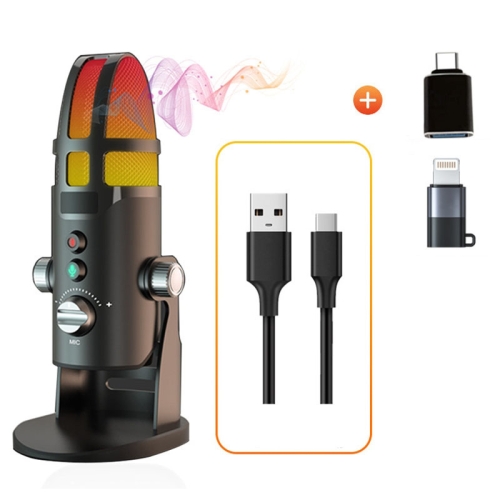 M9 RGB Condenser Microphone Built-in Sound Card,Style: Computer+Type-C+8pin
M9 RGB Condenser Microphone Built-in Sound Card,Style: Computer+Type-C+8pin