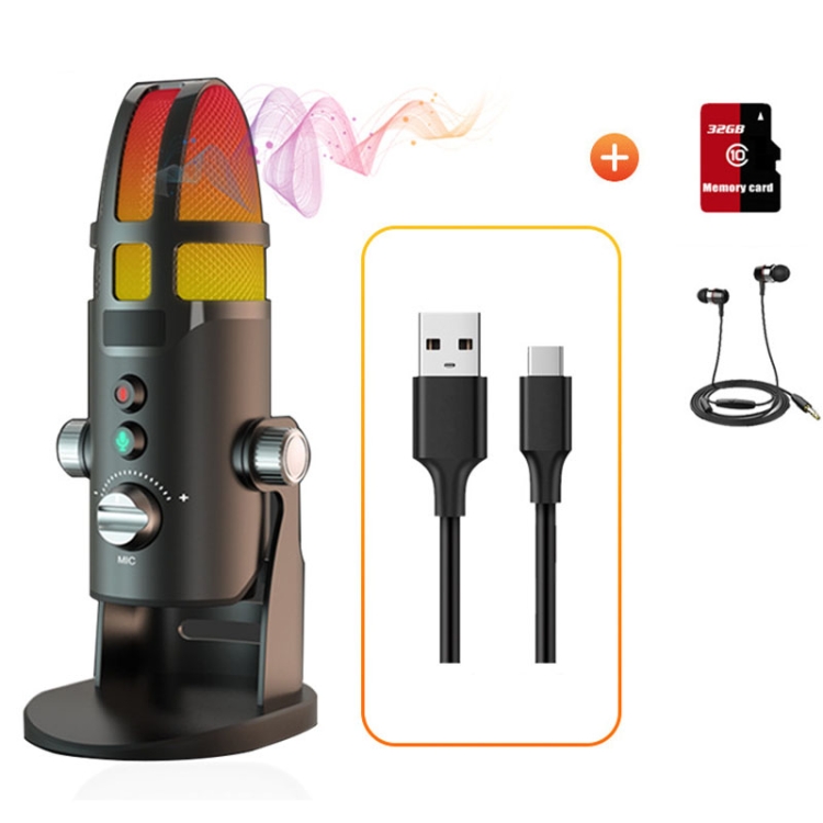 M9 RGB Condenser Microphone Built-in Sound Card,Style: Computer+32G+3m Headphone
M9 RGB Condenser Microphone Built-in Sound Card,Style: Computer+32G+3m Headphone