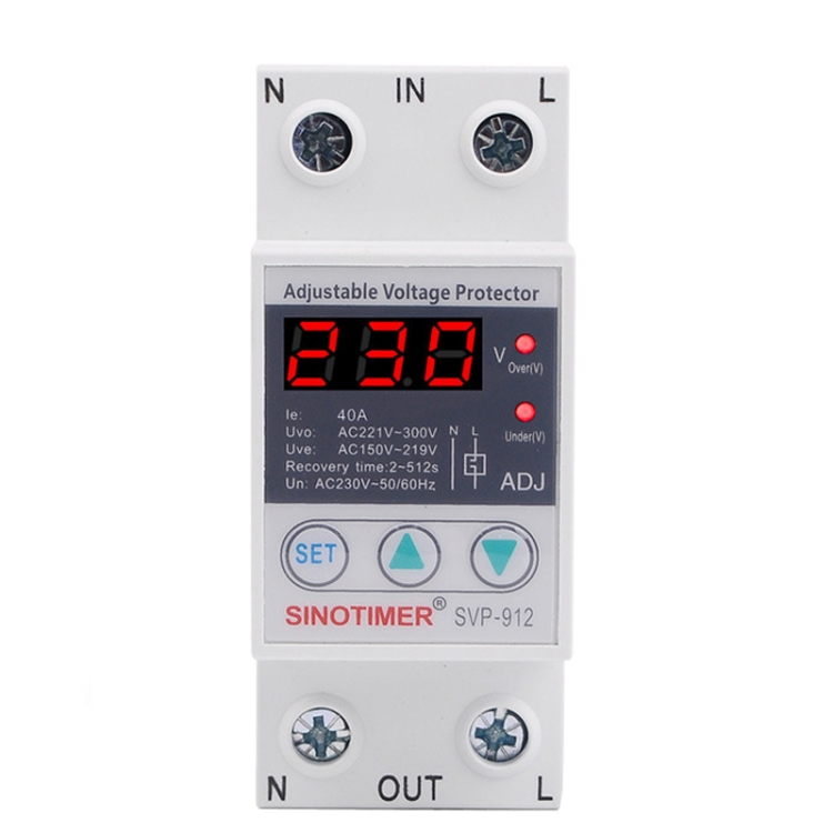 SINOTIMER SVP-912 Adjustable Self-resetting Intelligent Under-voltage Protector, Current: 40A
SINOTIMER SVP-912 Adjustable Self-resetting Intelligent Under-voltage Protector, Current: 40A