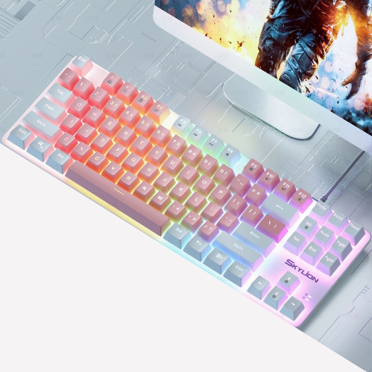 SKYLION H87 Mechanical Green Shaft Wired Computer External Keyboard, Color: Pink And White
SKYLION H87 Mechanical Green Shaft Wired Computer External Keyboard, Color: Pink And White