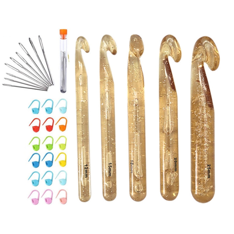 5 PCS/Set+20 Pins+3 PCS Big Eye Needle Transparent Bold Crystal Crochet Knitting Tool Set
5 PCS/Set+20 Pins+3 PCS Big Eye Needle Transparent Bold Crystal Crochet Knitting Tool Set