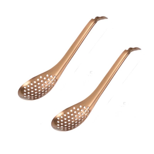 

2 PCS 304 Stainless Steel Small Caviar Colander Molecular Cooking Spoon, Color: Rose Gold