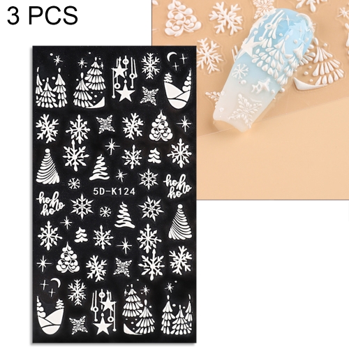 3 PCS 5D Embossed Nail Stickers Christmas Snowflake Elk Nail Stickers(5D-K124)
3 PCS 5D Embossed Nail Stickers Christmas Snowflake Elk Nail Stickers(5D-K124)