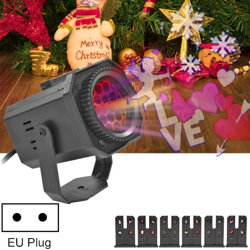 

8W Christmas Colorful Rotating Laser Atmosphere Light Random Pattern Delivery EU Plug with 6 Cards