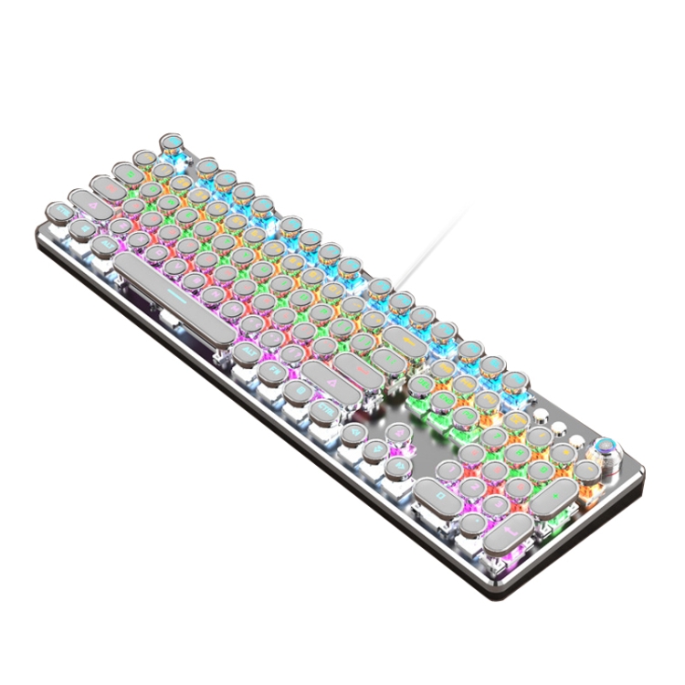 K820 104 Keys Retro Punk Plating Knob Glowing Wired Green Shaft Keyboard, Cable Length: 1.6m, Style: Running Lights (White)
K820 104 Keys Retro Punk Plating Knob Glowing Wired Green Shaft Keyboard, Cable Length: 1.6m, Style: Running Lights (White)
